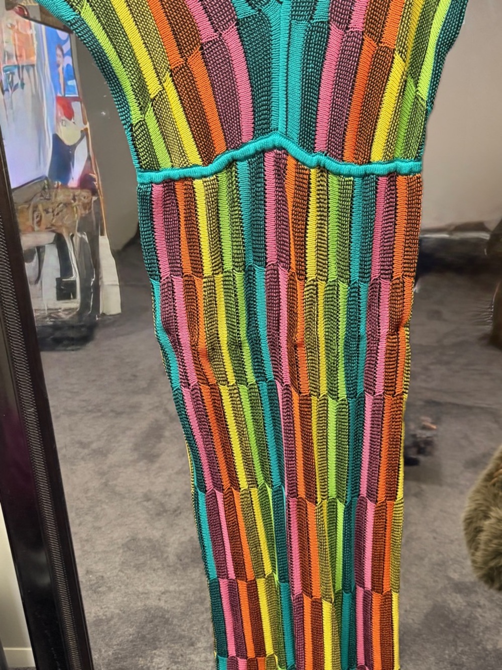 Fashion Nova Multicolor Striped Maxi Dress - Teal, Pink, Yellow, Orange